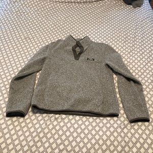 mens small LLBean fleece snap pullover grey